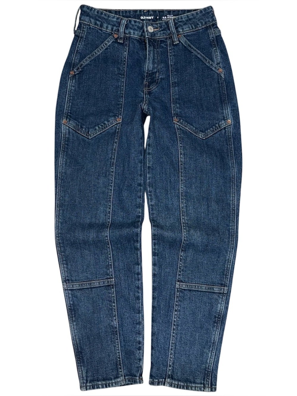 Old Navy NWOT High Rise OG Straight Utility Workwear Jeans Women’s 2 Dark Wash